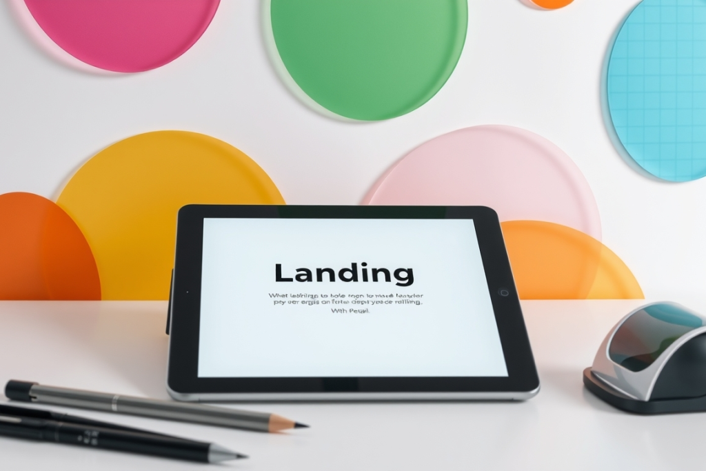 Jak stworzyć skuteczny landing page - tablet na biurku na kolorowym tle